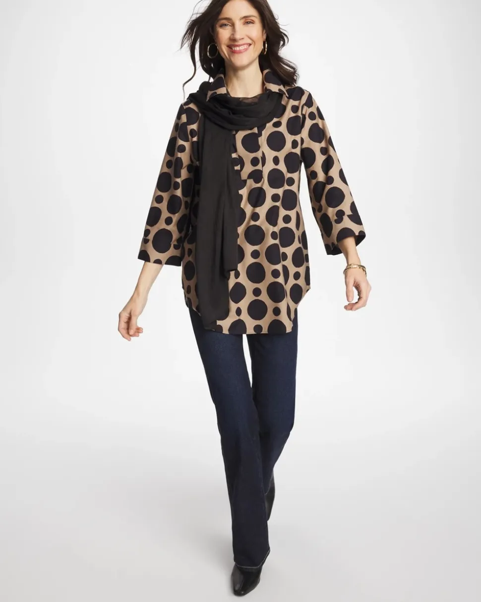 No Iron™ Stretch Global Dots Popover Tunic