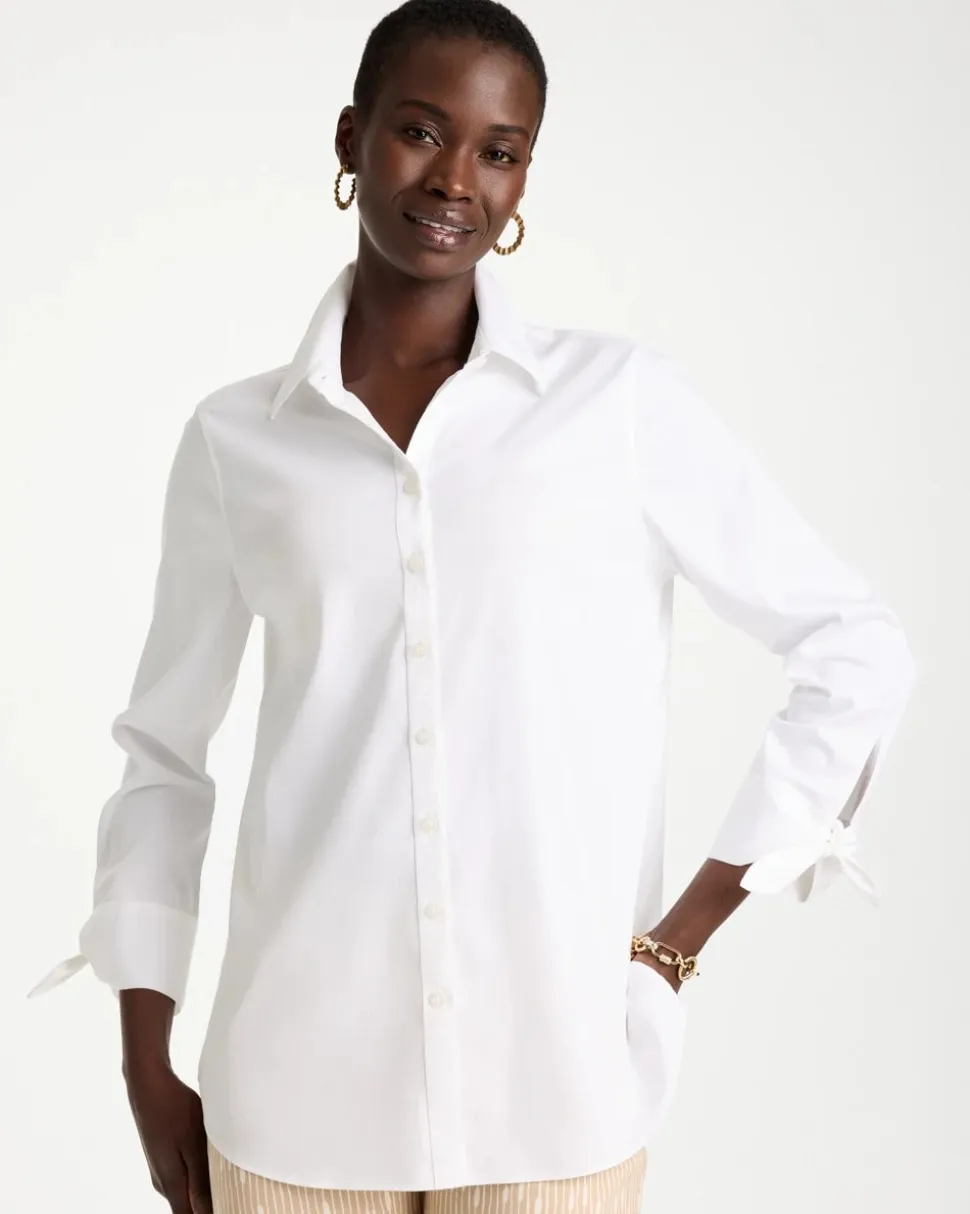 No Iron™ Stretch Poplin Tie-Cuff Tunic