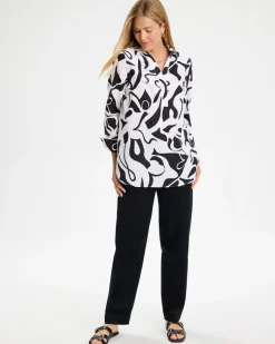 No Iron™ Stretch Two-Tone Print Tunic