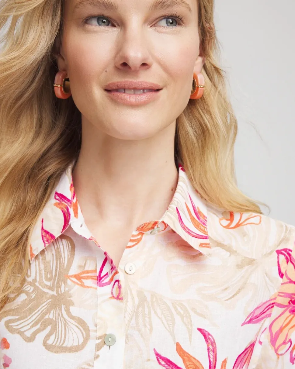 No Iron™ Tropical Floral Linen Shirt