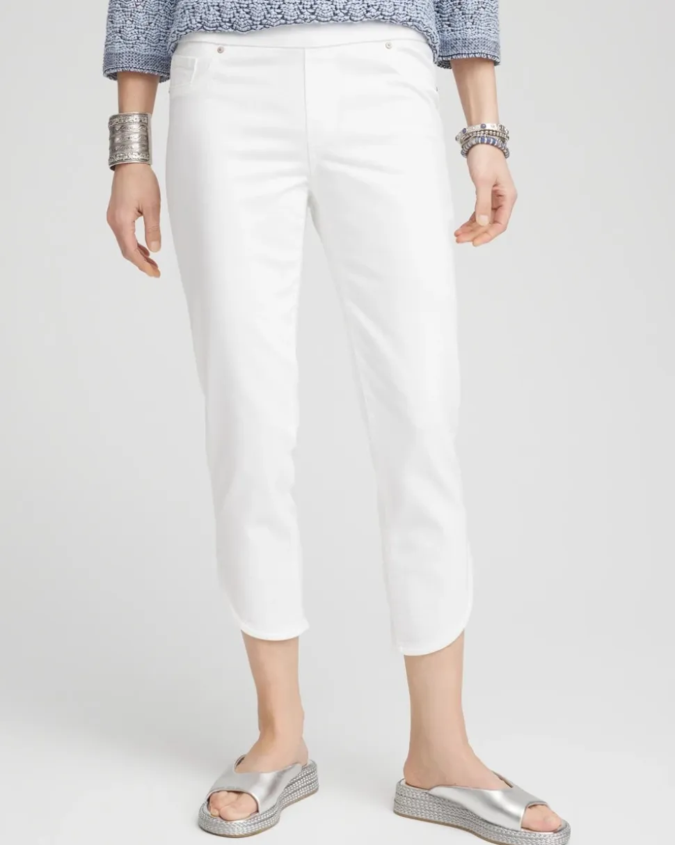 No Stain Pull-On Dolphin-Hem Capri Jeans