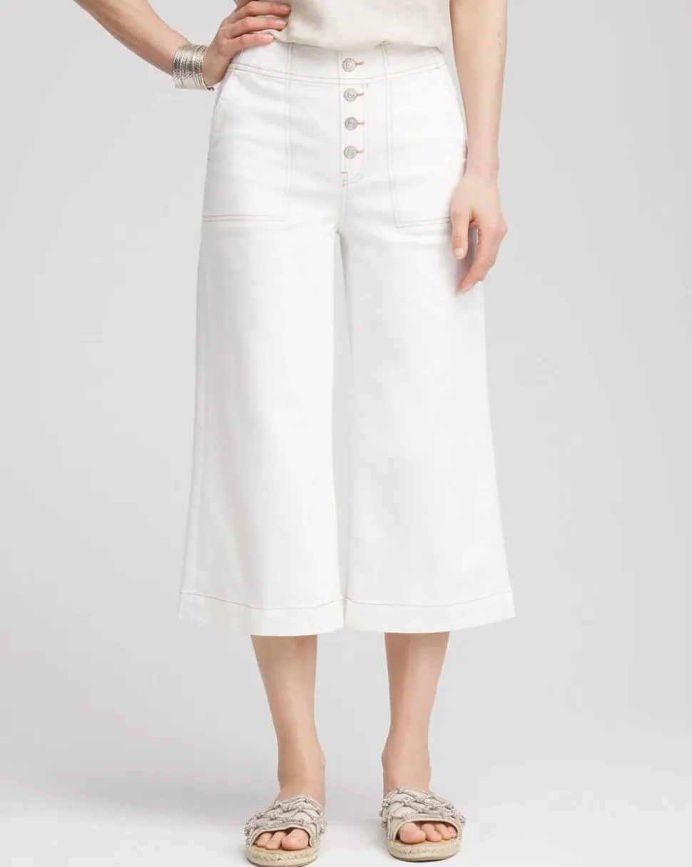 No Stain Pull-On Wide Capri Jeans