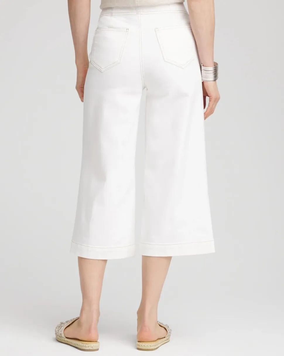 No Stain Pull-On Wide Capri Jeans