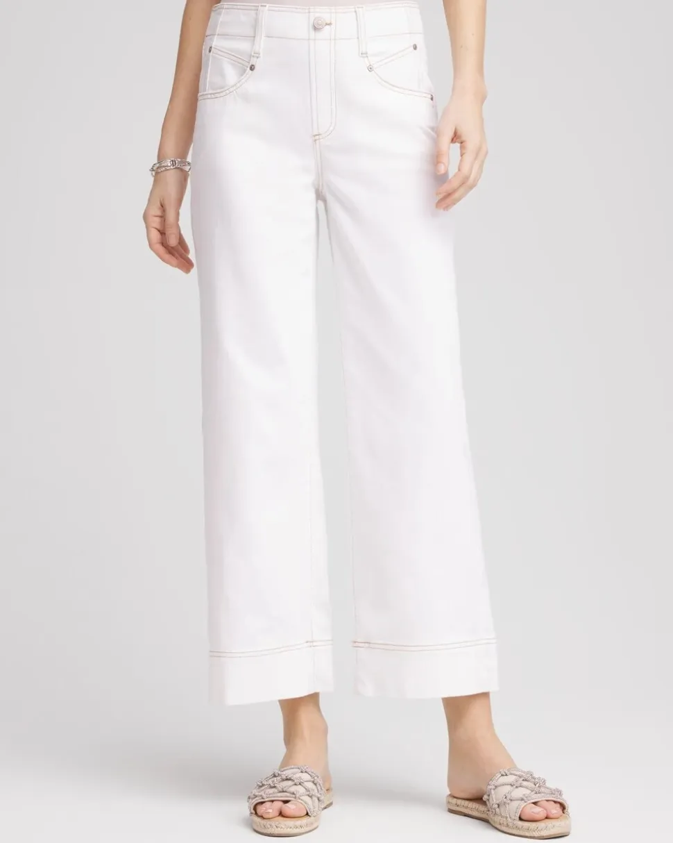 No Stain Pull-On Wide Leg Cropped Jeans