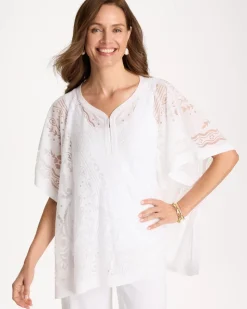 Notch Neck Burn Out Sweater Poncho