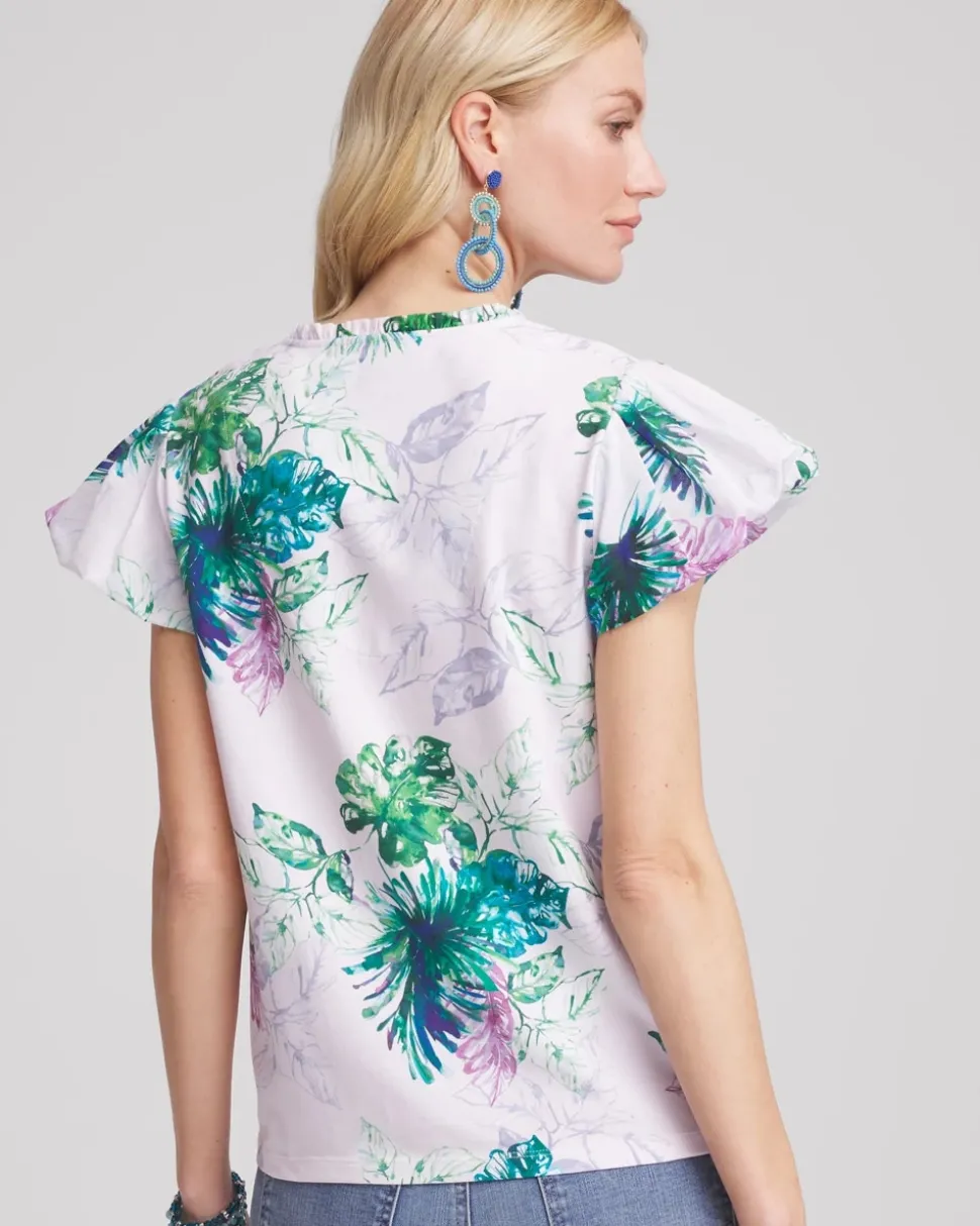 Notch Neck Cap Sleeve Tee