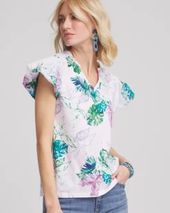 Notch Neck Cap Sleeve Tee