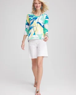 Ocean Print Slub Scoop-Neck Tee