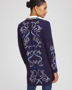 Open-Front Embroidered Cardigan