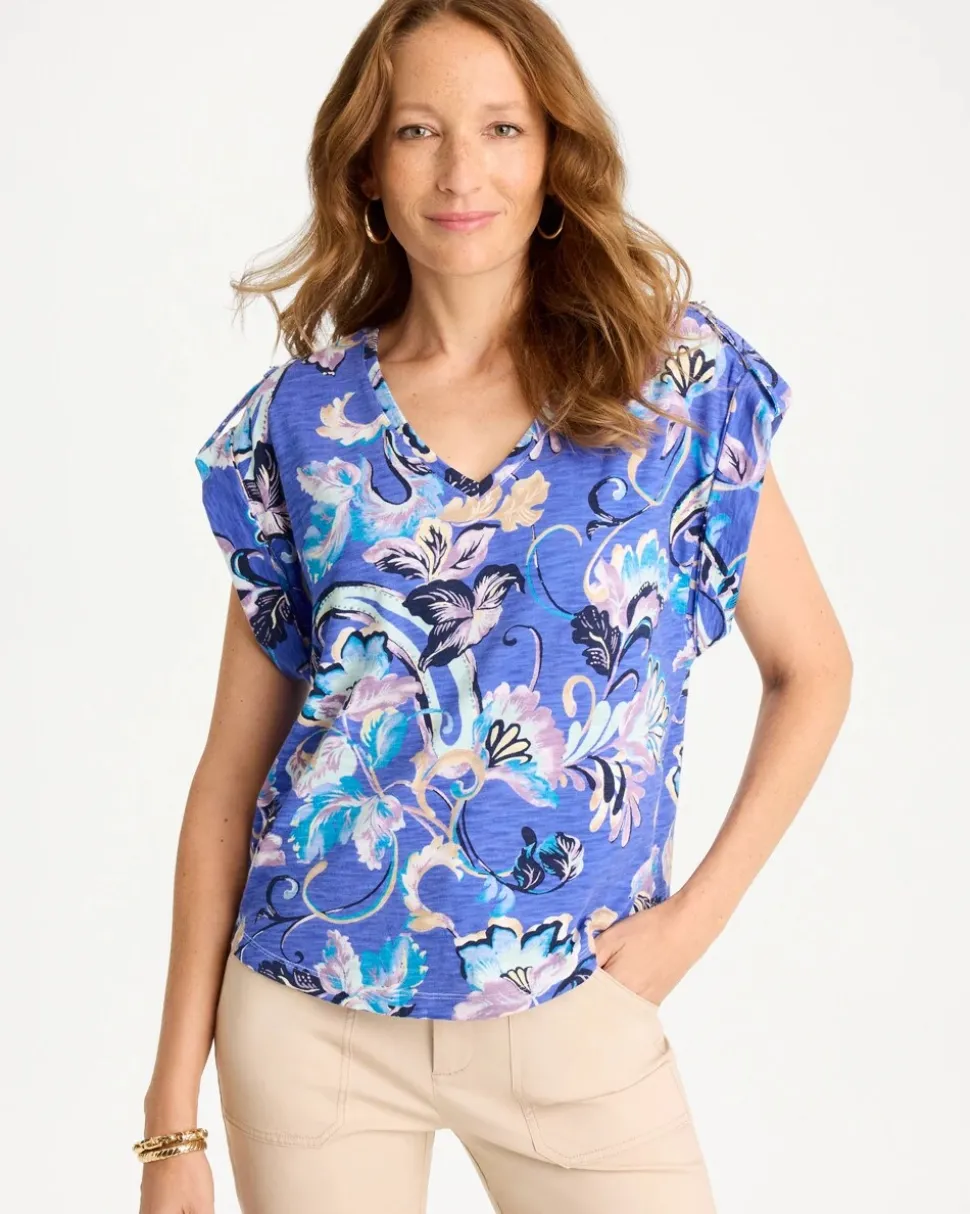Paisley Cotton Slub Epaulette Tee