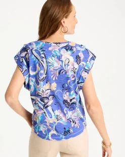Paisley Cotton Slub Epaulette Tee