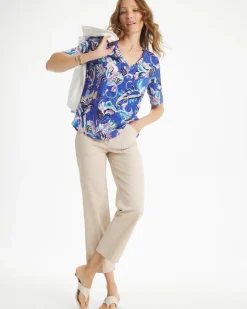 Paisley Cotton Slub V-Neck Tee