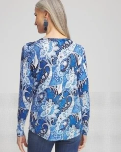 Paisley V-Neck Pullover Sweater