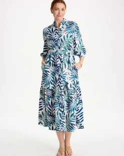 Palm Cotton-Rayon Slub Shirtdress