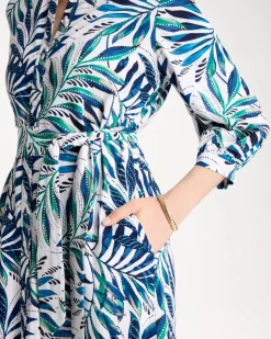 Palm Cotton-Rayon Slub Shirtdress