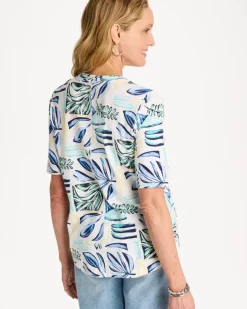 Palm Cotton Slub V-Neck Tee