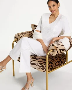 Palm Embellished Pima Elbow Sleeve Tee