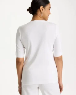 Palm Embellished Pima Elbow Sleeve Tee