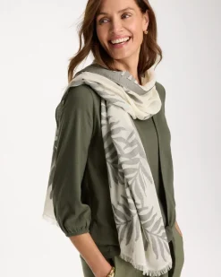 Palm Embroidered Oblong Scarf