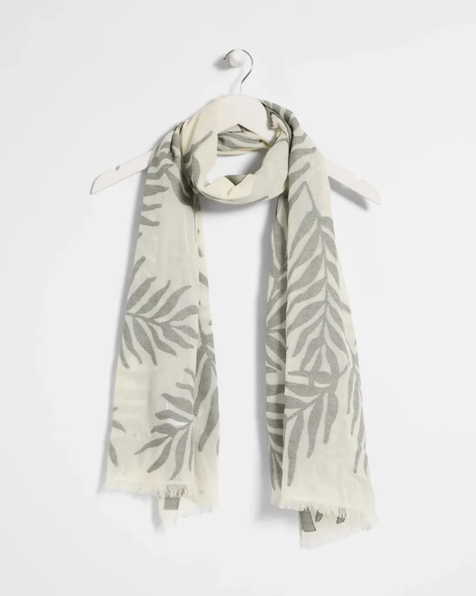 Palm Embroidered Oblong Scarf
