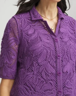 Palm-Frond Crochet-Lace Shacket
