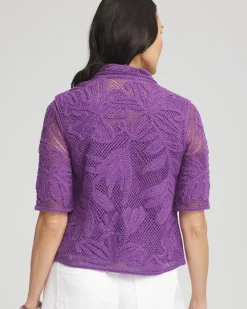 Palm-Frond Crochet-Lace Shacket