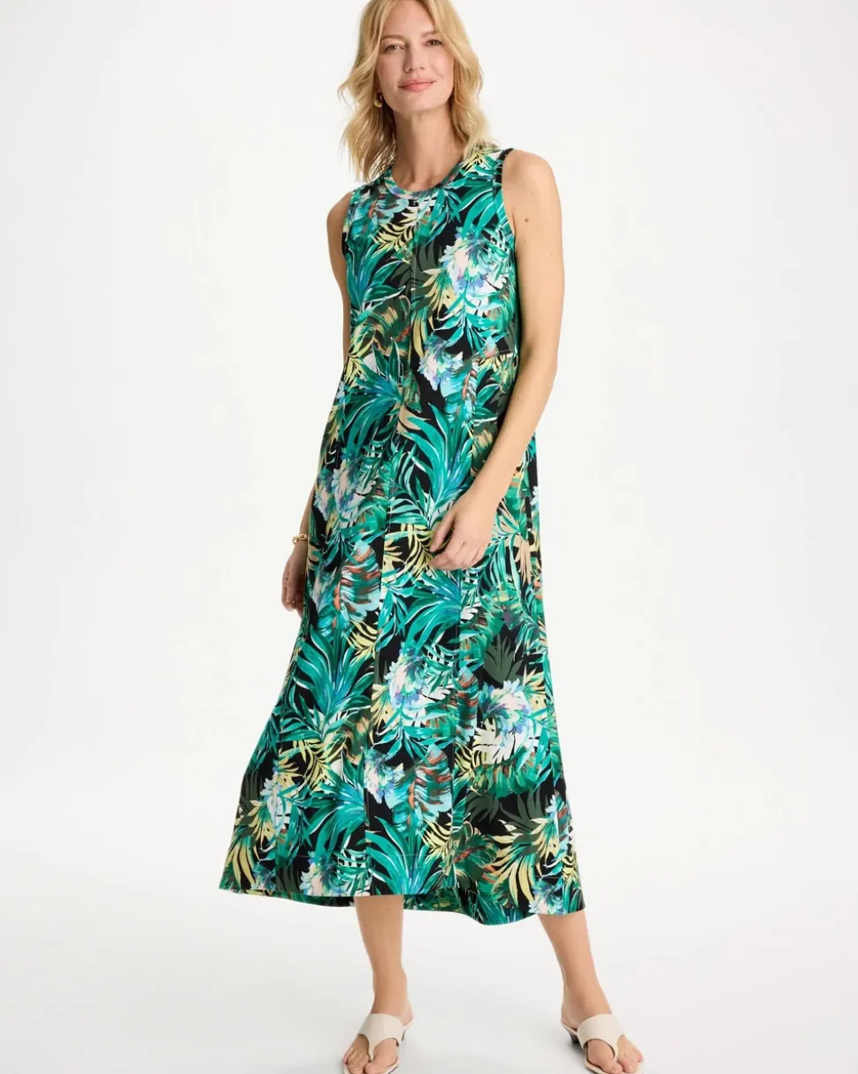 Palm Printed Knit Maxi Dress
