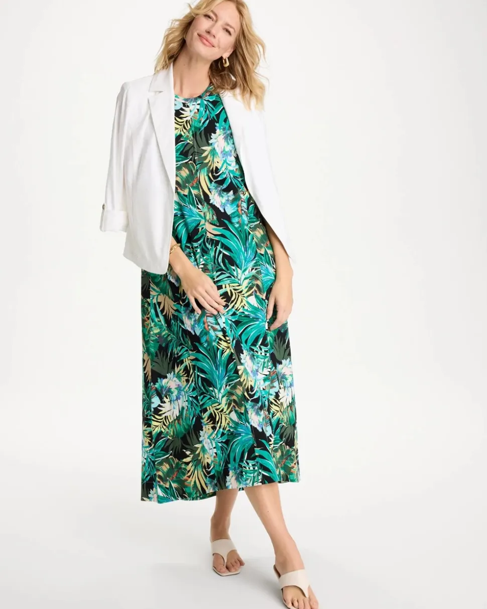 Palm Printed Knit Maxi Dress