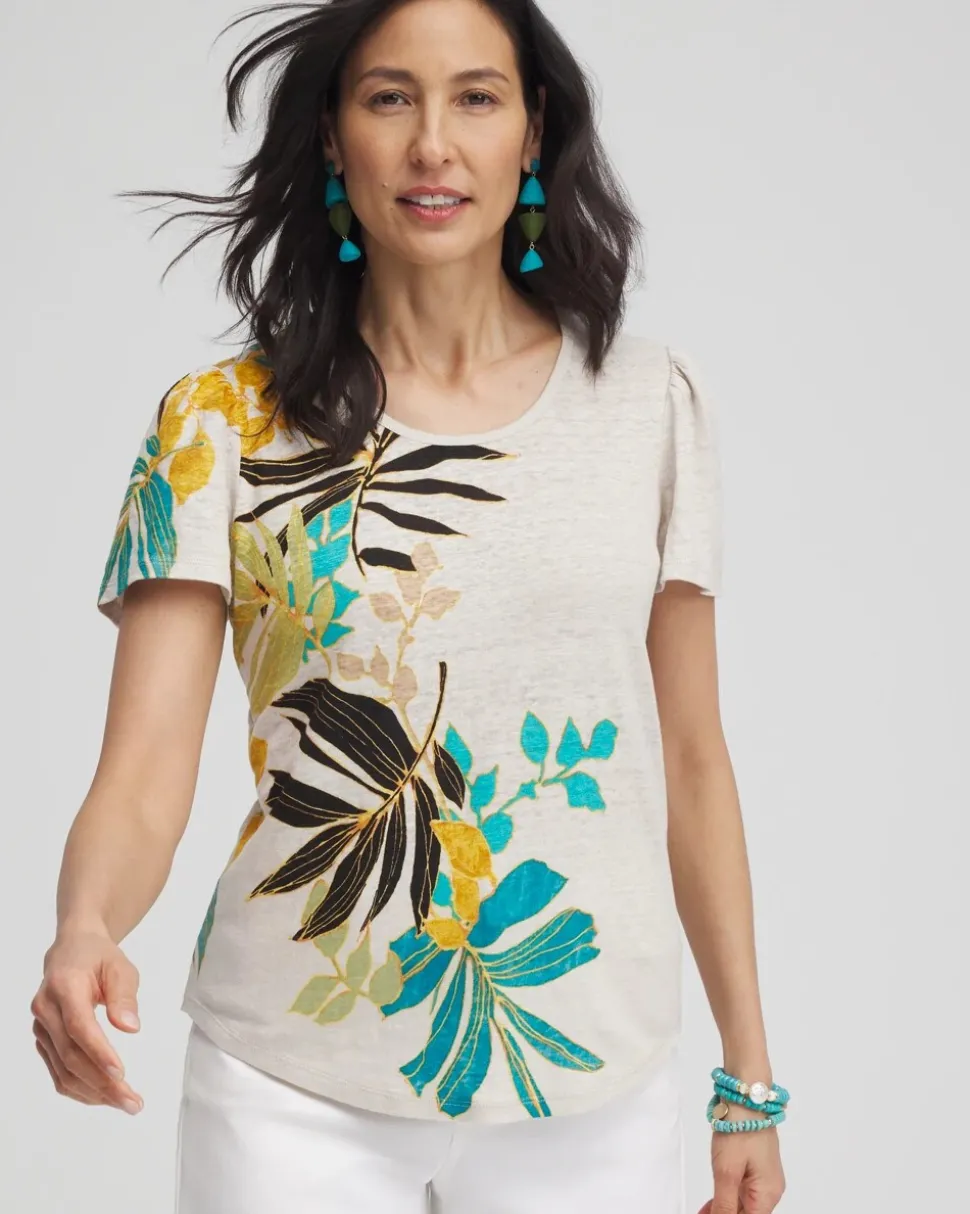 Palms Linen Flutter Sleeve Tee
