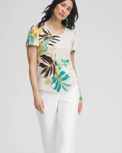 Palms Linen Flutter Sleeve Tee