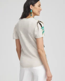 Palms Linen Flutter Sleeve Tee