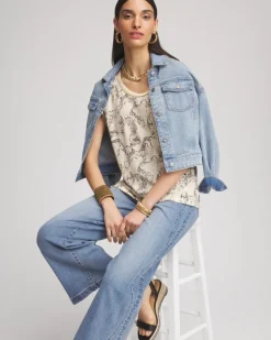 Panther Sweater-Trim Linen Tee