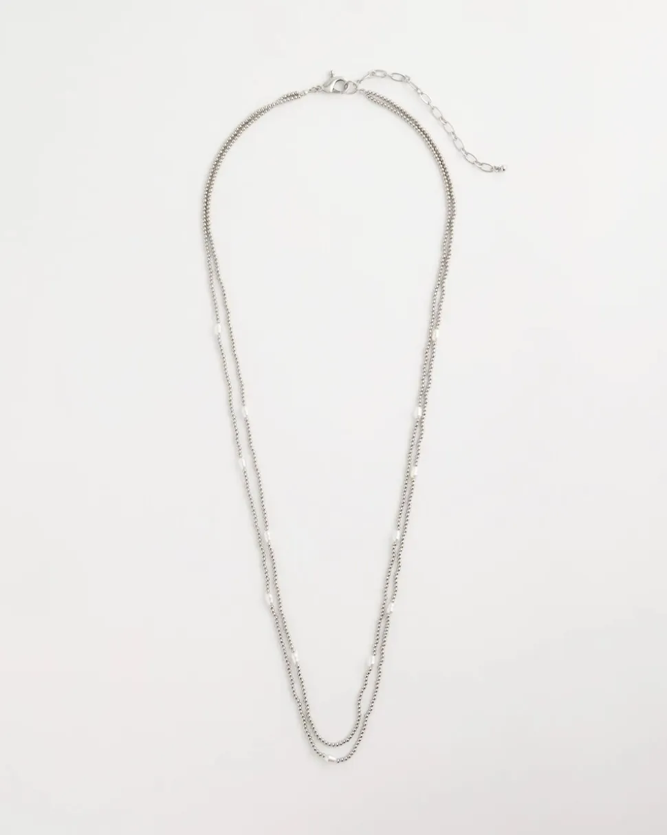 Pearlescent Bead Ball Long Necklace
