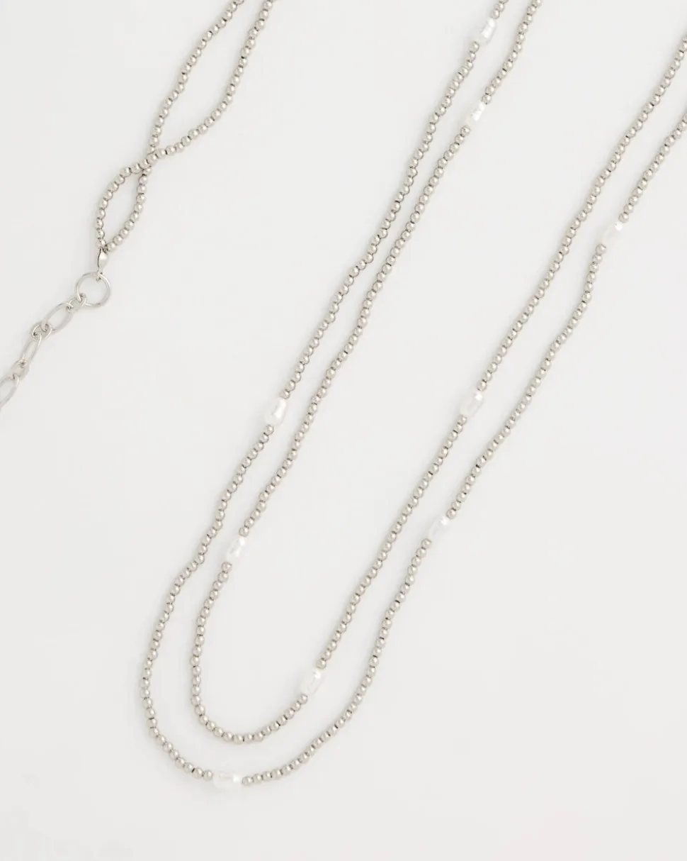 Pearlescent Bead Ball Long Necklace