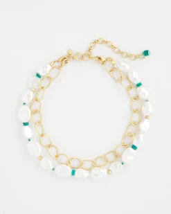 Pearlescent Goldtone Collar Necklace