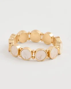 Pearlescent Goldtone Stretch Bracelet