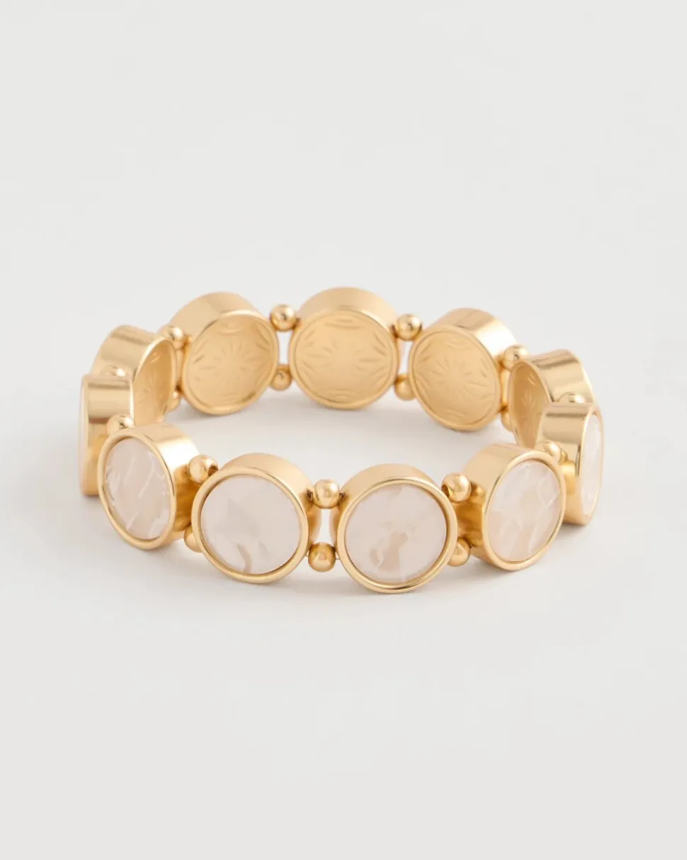 Pearlescent Goldtone Stretch Bracelet