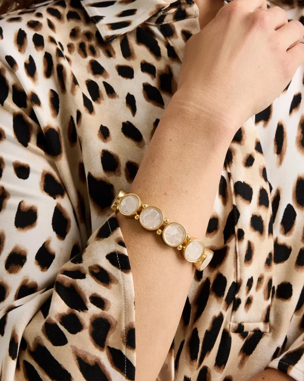 Pearlescent Goldtone Stretch Bracelet