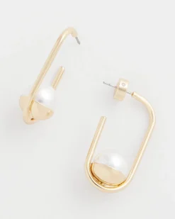 Pearl Gold Hoop Earrings