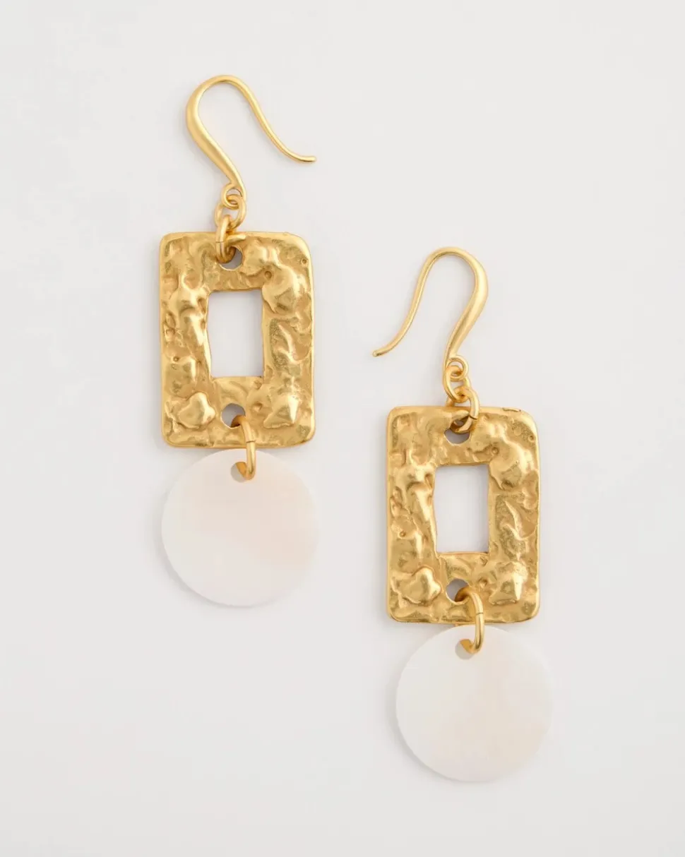 Pearl Hammered Drop Earrings