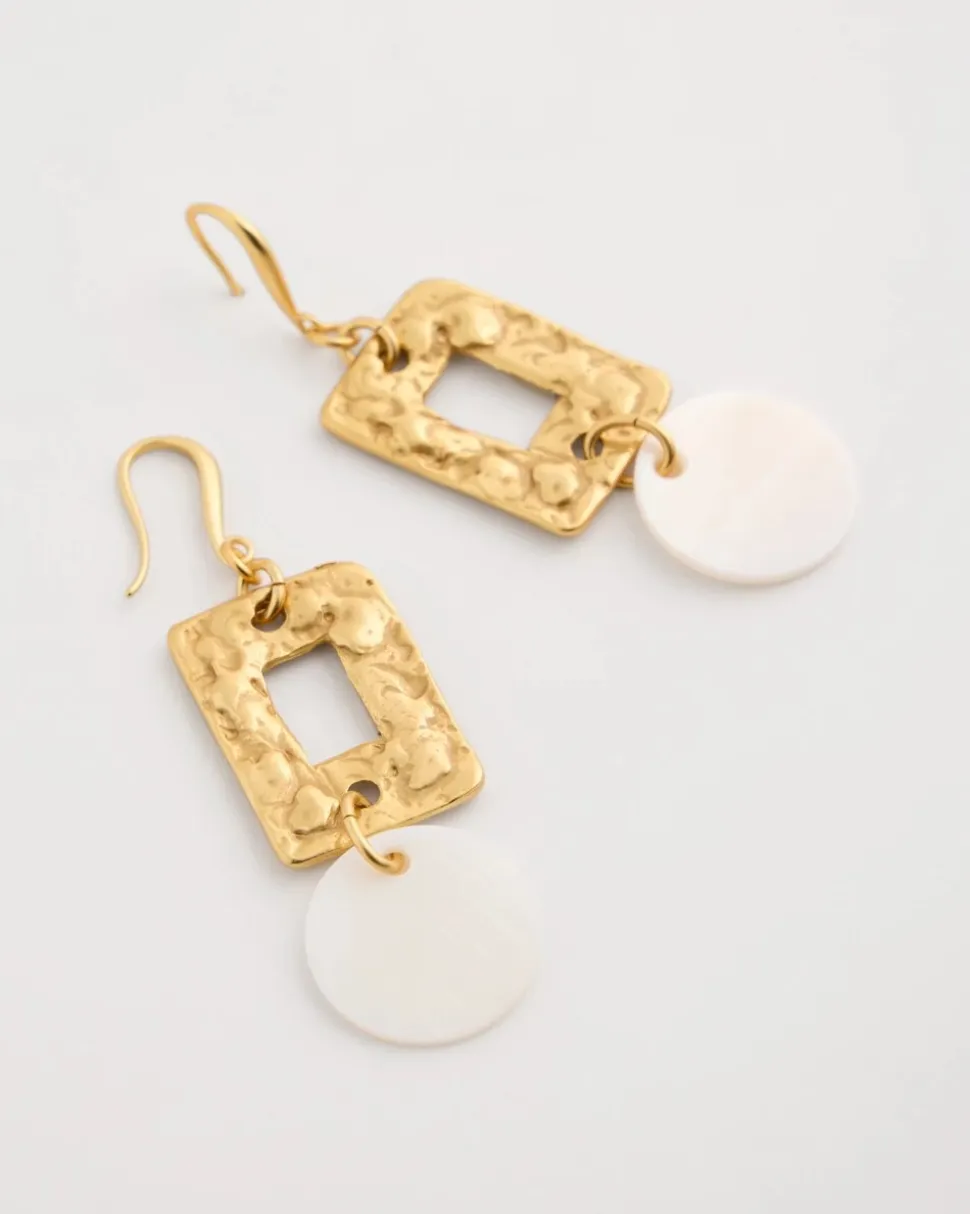 Pearl Hammered Drop Earrings