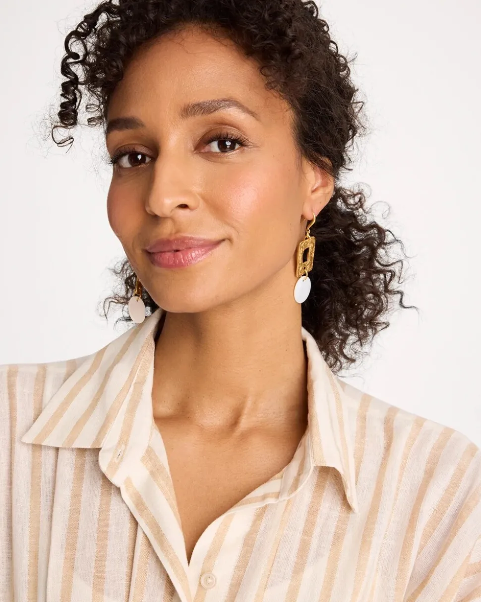 Pearl Hammered Drop Earrings