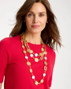 Pearl Hammered Long Necklace