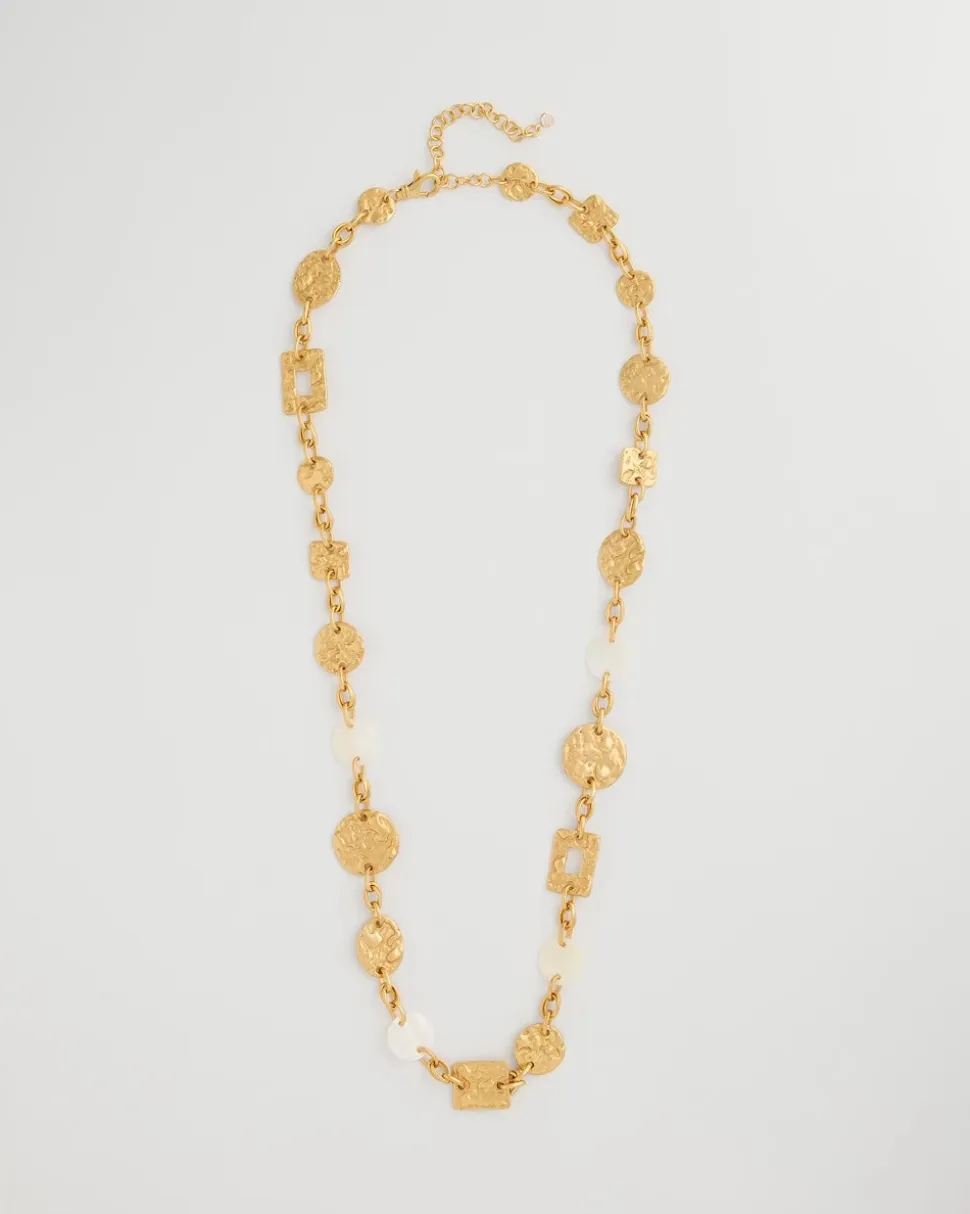 Pearl Hammered Long Necklace