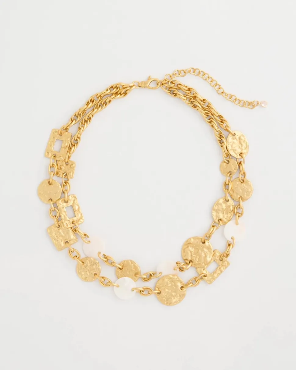 Pearl Hammered Short Necklace
