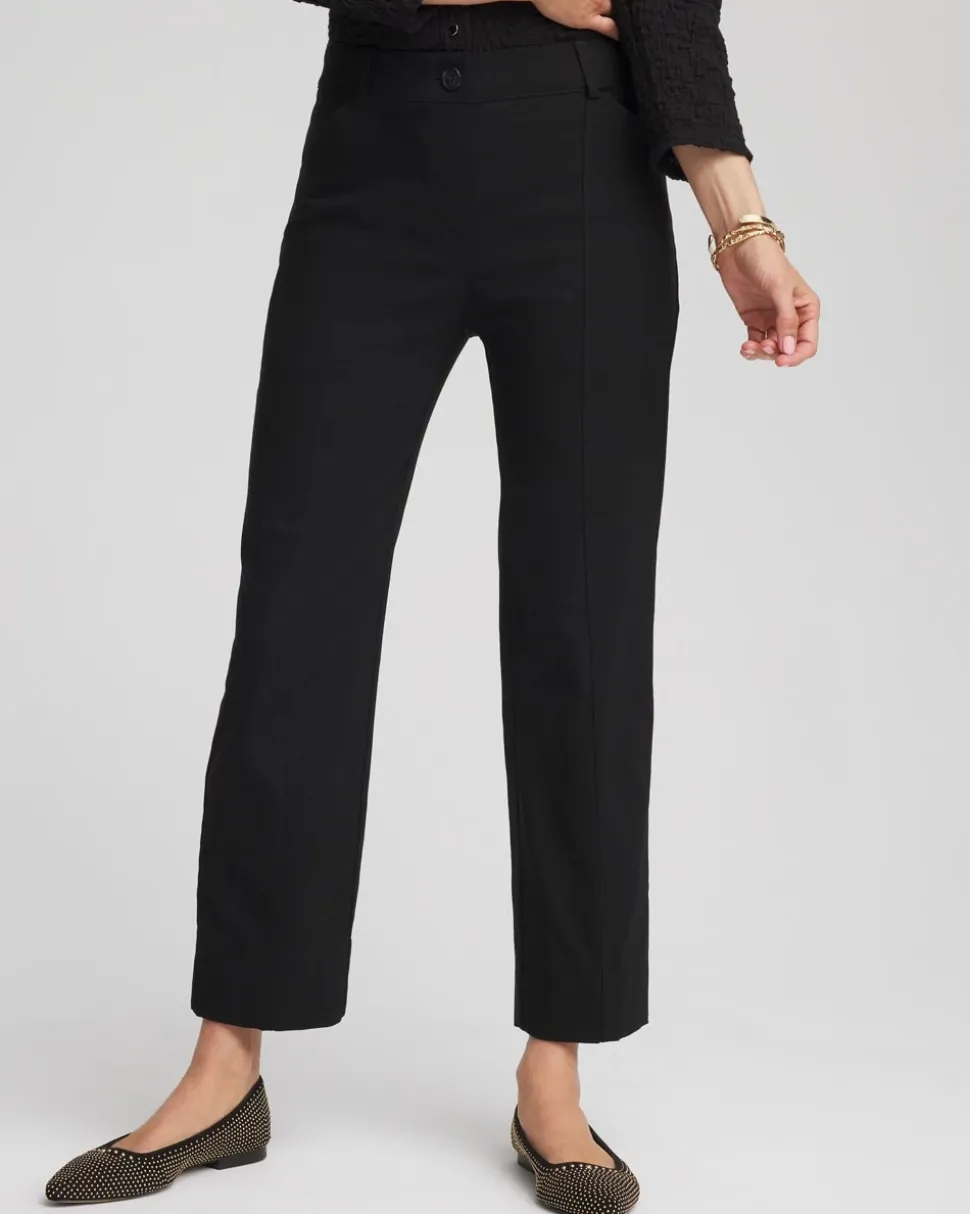 Petite Bi-Stretch Straight Ankle Pants
