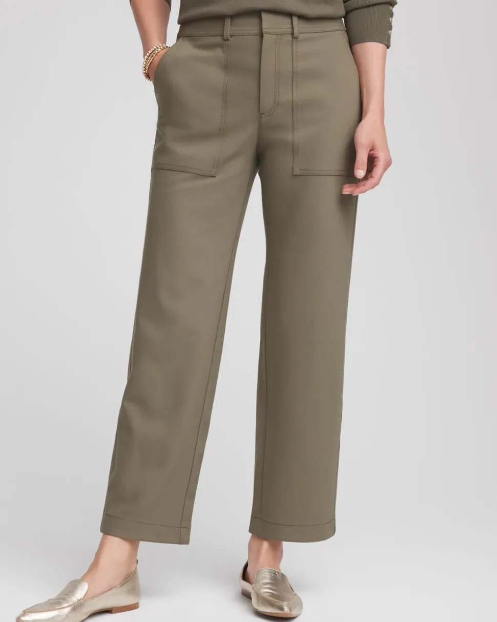 Petite Bi-Stretch Straight Ankle Pants