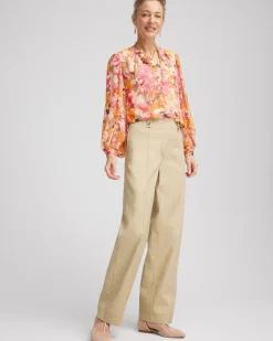 Petite Canvas Cargo Wide-Leg Pants