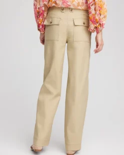 Petite Canvas Cargo Wide-Leg Pants