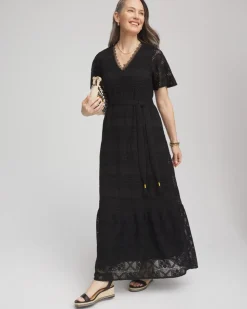 Petite Crochet-Lace Maxi Dress